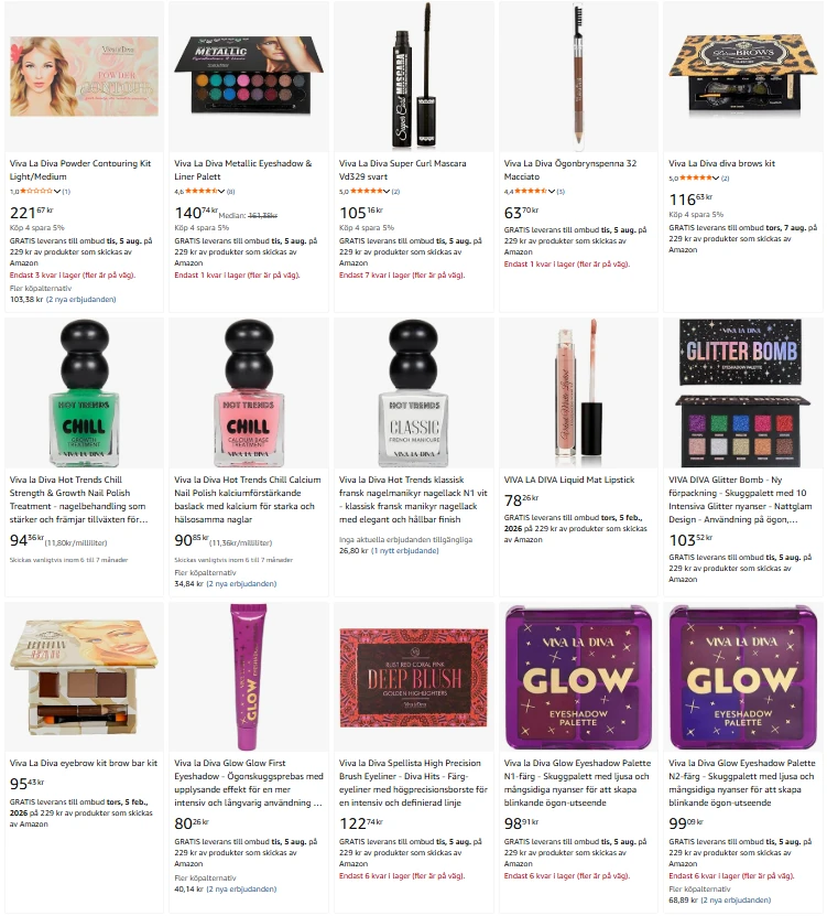 Utbudet av Viva la diva hos Amazon, 2025-07-29
